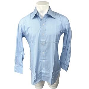 Vintage Geneva Blue Gingham Check Long Sleeve Button Down Dress Shirt Top Size S